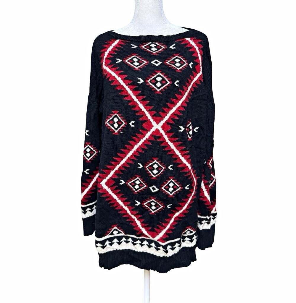 Lauren Ralph Lauren Women XL Cotton Southwestern Geometric Sweater